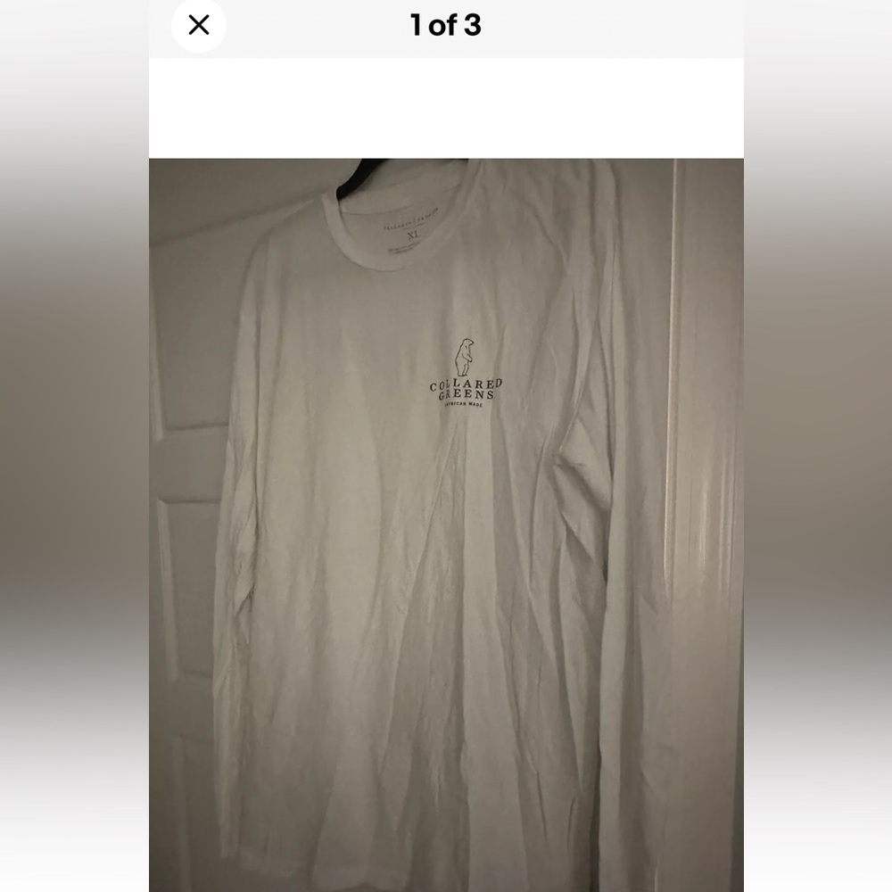 Collared Greens LS t shirt men dog on back front pocket